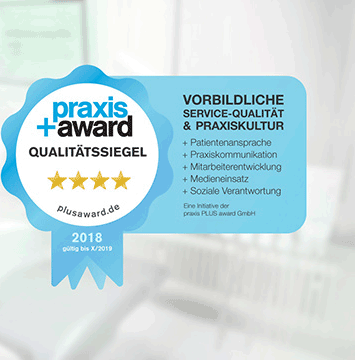 Ausgezeichnet: 4 Sterne Praxis+Award Qualitätssiegel 2018